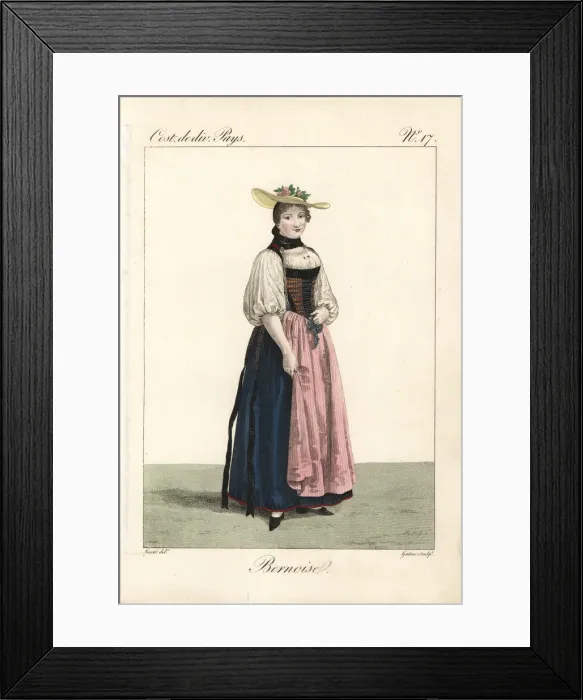 Framed Print : Single woman of Bern, Switzerland, 19th century Framed Print : Single woman of Bern, Switzerland, 19th century