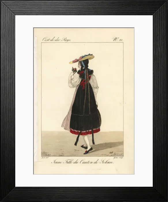 Framed Print : Girl of the Canton of Solothurn, Switzerland, 19th century Framed Print : Girl of the Canton of Solothurn, Switzerland, 19th century