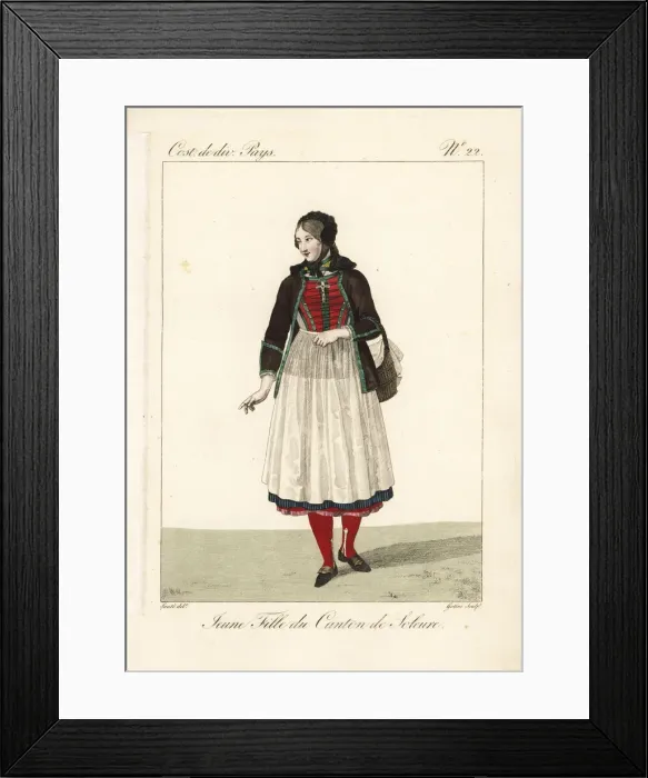 Framed Print : Girl of the Canton of Solothurn, Switzerland, 19th century Framed Print : Girl of the Canton of Solothurn, Switzerland, 19th century