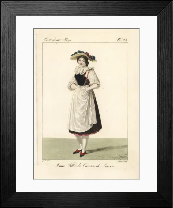 Framed Print : Girl of the Canton of Lucerne, Switzerland, 19th century