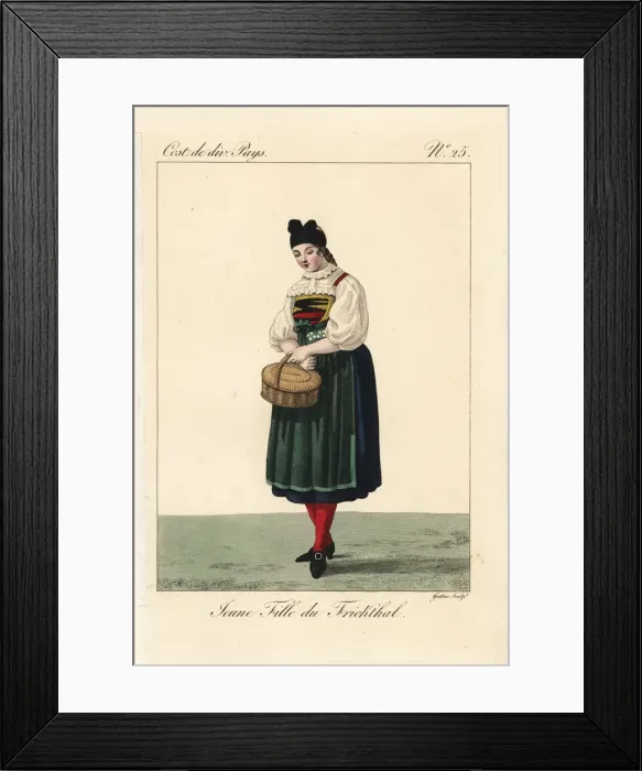 Framed Print : Young woman of Frick, Switzerland, 19th century Framed Print : Young woman of Frick, Switzerland, 19th century