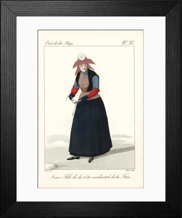Framed Print : Young woman of the west coast of Friesland Framed Print : Young woman of the west coast of Friesland