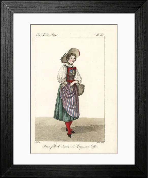 Framed Print : Young girl of the Canton of Zug, Switzerland, 19th century Framed Print : Young girl of the Canton of Zug, Switzerland, 19th century