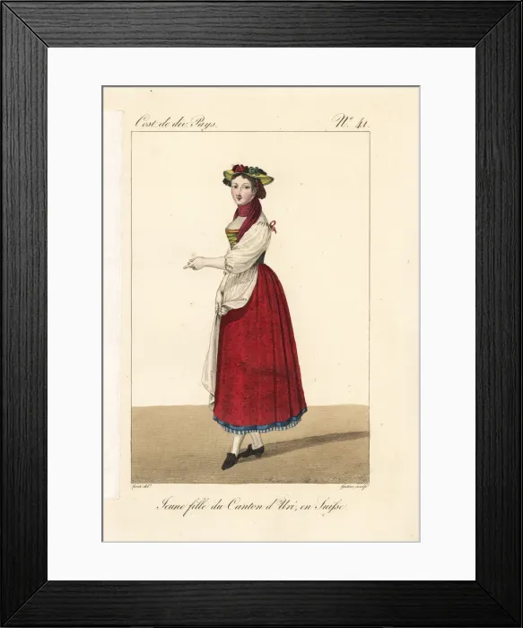 Framed Print : Young girl of the Canton of Uri, Switzerland, 19th century Framed Print : Young girl of the Canton of Uri, Switzerland, 19th century