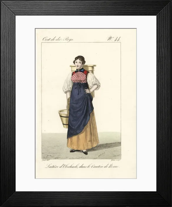 Framed Print : Milkmaid of Oberhasli, Switzerland, 19th century Framed Print : Milkmaid of Oberhasli, Switzerland, 19th century