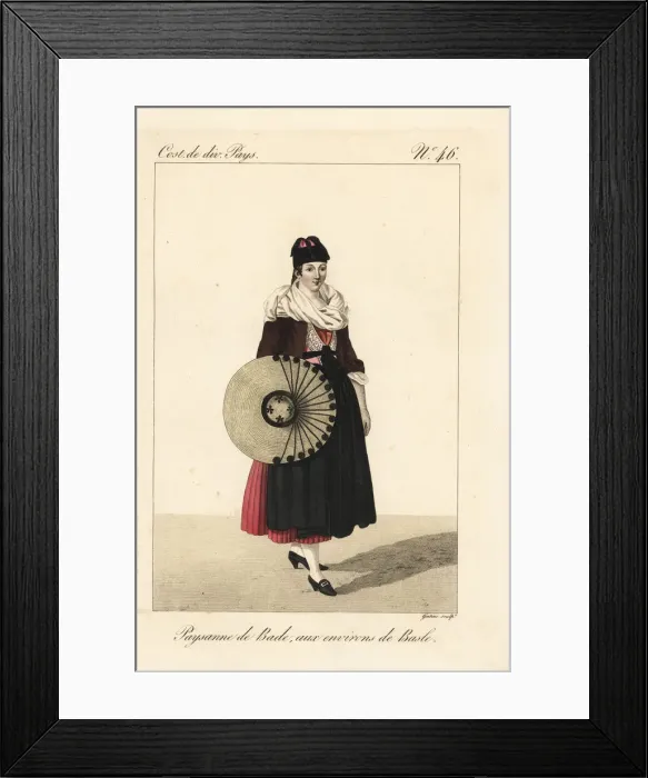 Framed Print : Peasant woman of Baden, Switzerland, 19th century Framed Print : Peasant woman of Baden, Switzerland, 19th century