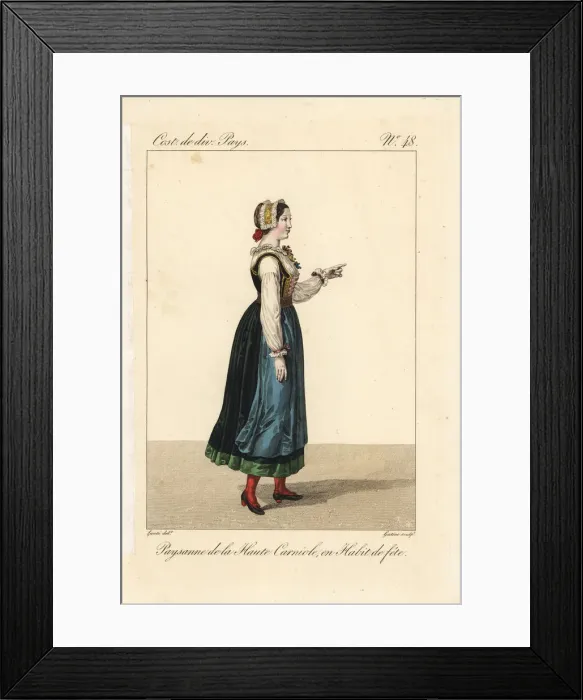 Framed Print : Peasant girl in festival dress, Upper Carniola, 19th century Framed Print : Peasant girl in festival dress, Upper Carniola, 19th century