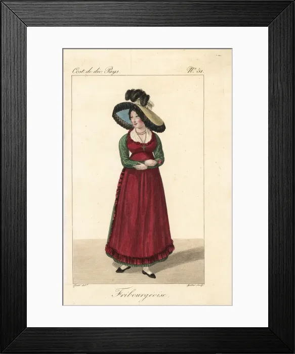 Framed Print : Servant woman of Fribourg, Switzerland, 19th century Framed Print : Servant woman of Fribourg, Switzerland, 19th century