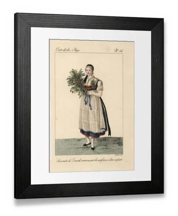 Framed Print : Servant girl of Zurich, Switzerland, 19th century Framed Print : Servant girl of Zurich, Switzerland, 19th century