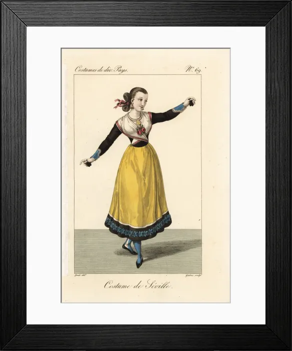 Framed Print : Female dancer of Seville, Spain, 19th century Framed Print : Female dancer of Seville, Spain, 19th century