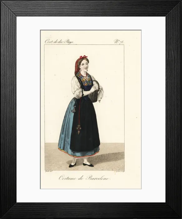 Framed Print : Woman of Barcelona, Catalonia, Spain, 19th century Framed Print : Woman of Barcelona, Catalonia, Spain, 19th century