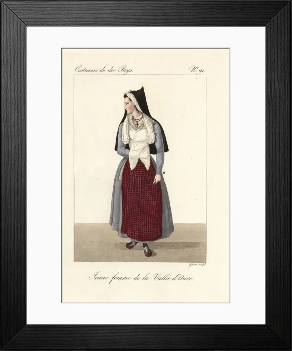 Framed Print : Young woman of the vallee d Aure, France, 19th century Framed Print : Young woman of the vallee d Aure, France, 19th century