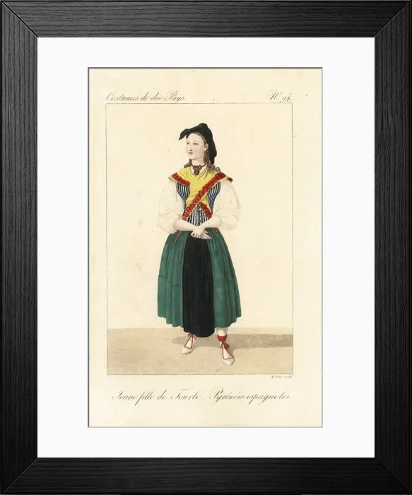 Framed Print : Young girl of Torla, Spanish Pyrenees, 19th century Framed Print : Young girl of Torla, Spanish Pyrenees, 19th century