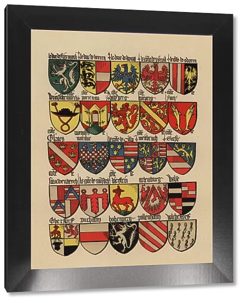 Ecus or blazons of the German nobility, 15th century