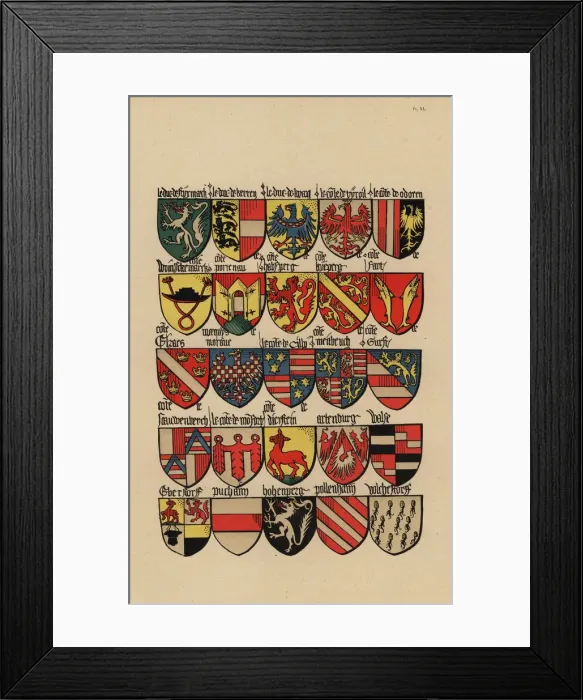 Framed Print : Ecus or blazons of the German nobility, 15th century Framed Print : Ecus or blazons of the German nobility, 15th century