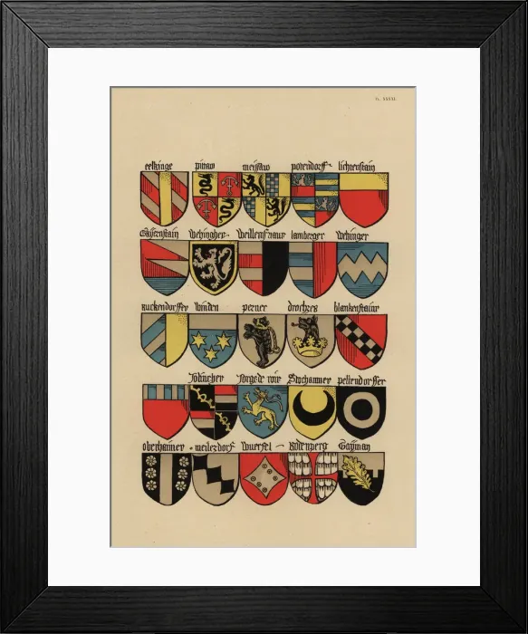 Framed Print : Ecus or blazons of the German nobility, 15th century Framed Print : Ecus or blazons of the German nobility, 15th century