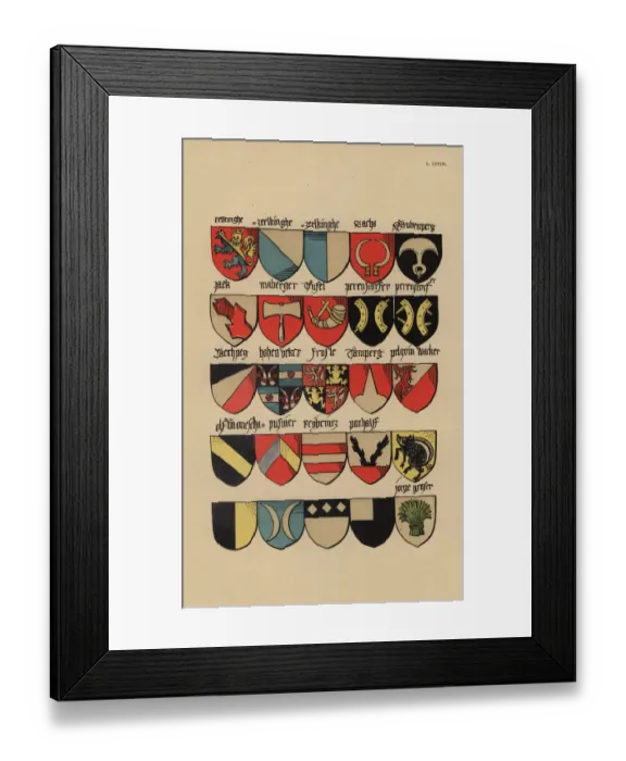 Framed Print : Ecus or blazons of the German nobility, 15th century Framed Print : Ecus or blazons of the German nobility, 15th century