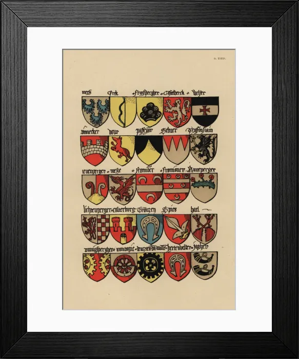 Framed Print : Ecus or blazons of the German nobility, 15th century Framed Print : Ecus or blazons of the German nobility, 15th century