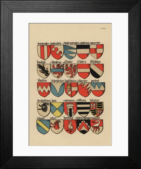Framed Print : Ecus or blazons of the German nobility, 15th century Framed Print : Ecus or blazons of the German nobility, 15th century