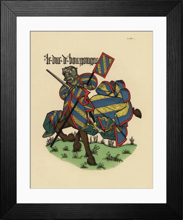 Framed Print : Duke of Burgundy, Duc de Bourgogne, with standard Framed Print : Duke of Burgundy, Duc de Bourgogne, with standard