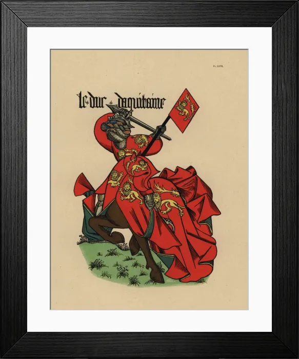 Framed Print : Duke of Aquitaine, Duc d Aquitaine, with standard Framed Print : Duke of Aquitaine, Duc d Aquitaine, with standard