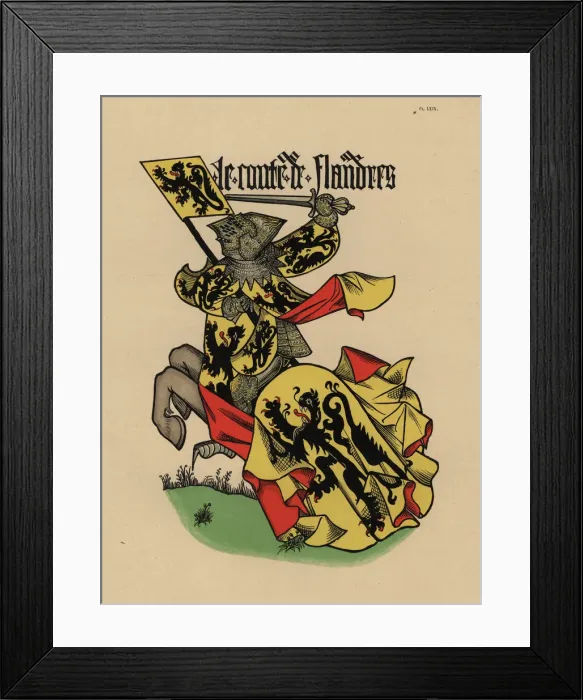 Framed Print : Count of Flanders, Comte de Flandre, with standard Framed Print : Count of Flanders, Comte de Flandre, with standard