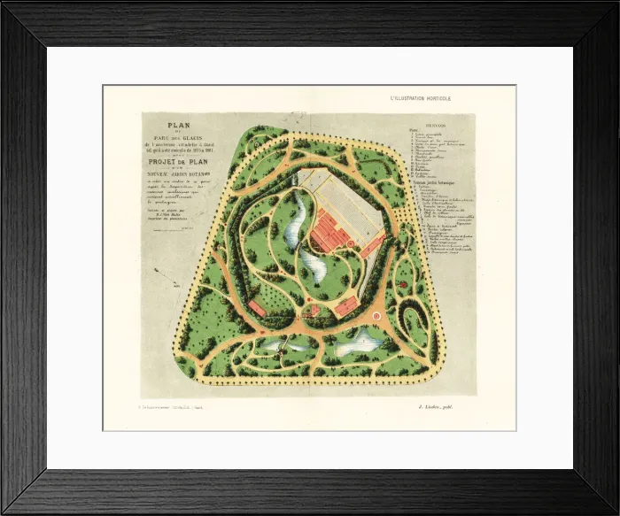Framed Print : Plan for a new botanical garden for the centre Framed Print : Plan for a new botanical garden for the centre