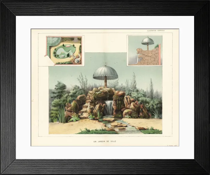 Framed Print : Views and plan of a town garden Framed Print : Views and plan of a town garden