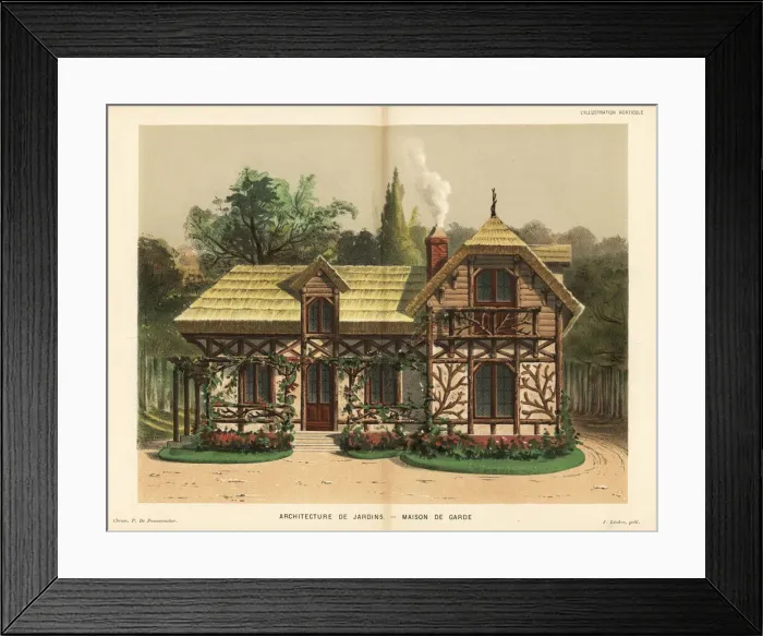 Framed Print : Garden architecture: guard house with rose Framed Print : Garden architecture: guard house with rose