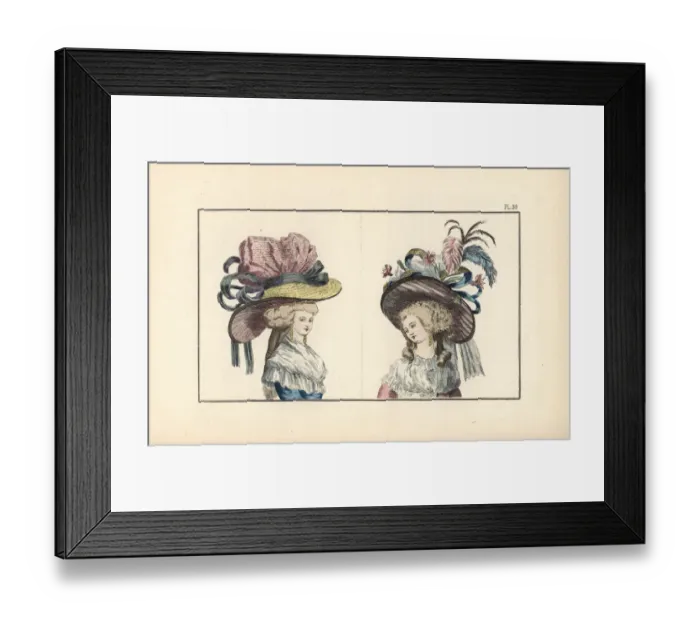 Framed Print : Woman in huge hats from the court of Marie Antoinette Framed Print : Woman in huge hats from the court of Marie Antoinette