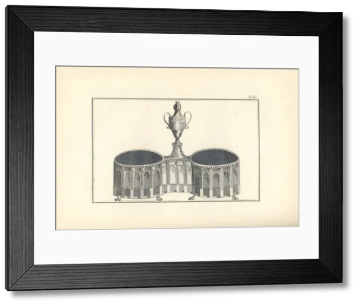 Framed Print : Silver salt cellar showing the arcades of the Palais Royal
