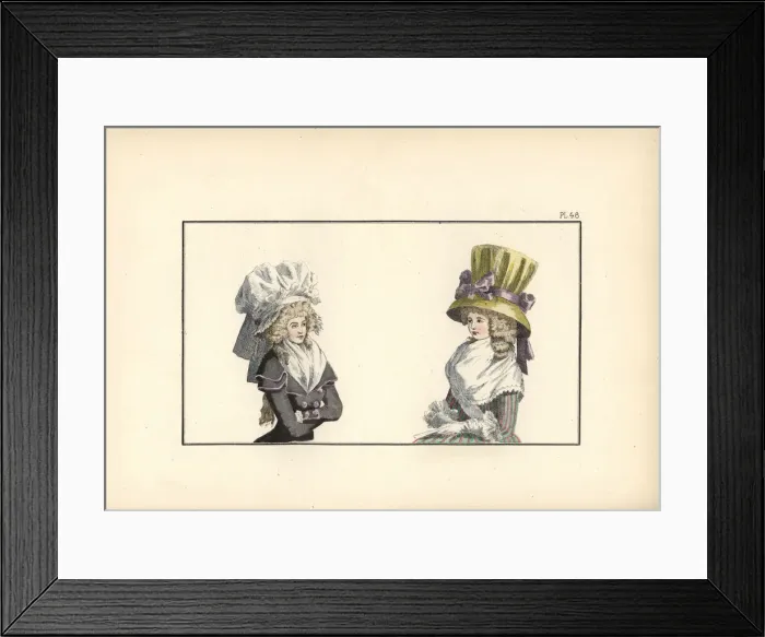 Framed Print : Women in large bonnet and chapeau, 1787 Framed Print : Women in large bonnet and chapeau, 1787