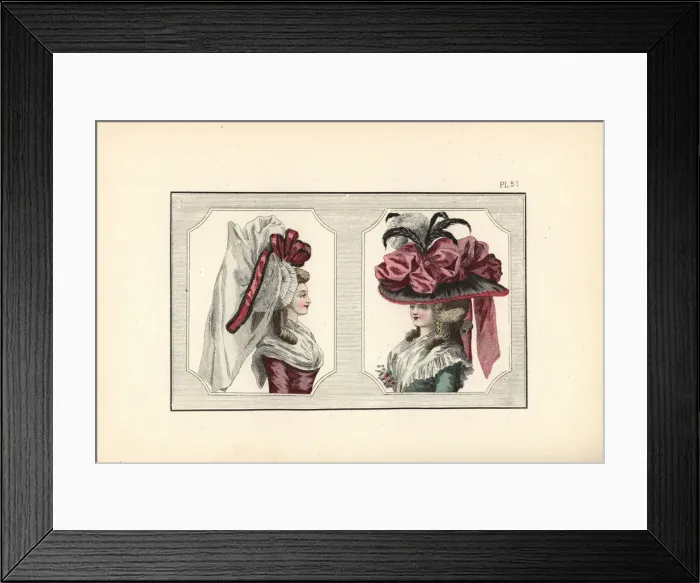 Framed Print : Women in large baigneuse cap and chapeau, 1788 Framed Print : Women in large baigneuse cap and chapeau, 1788