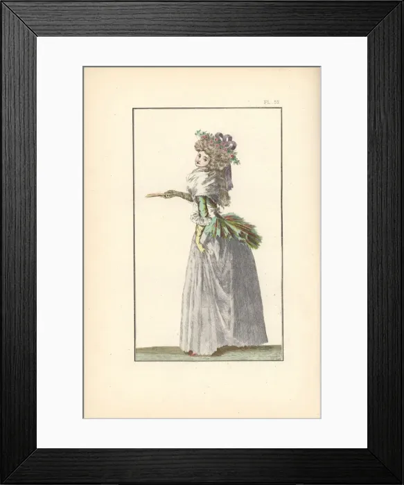 Framed Print : Woman in caraco and petticoat, 1788 Framed Print : Woman in caraco and petticoat, 1788
