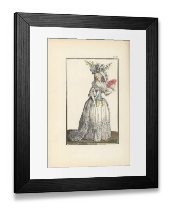 Framed Print : Woman in dress a la turque and high priestess bonnet, 1788 Framed Print : Woman in dress a la turque and high priestess bonnet, 1788