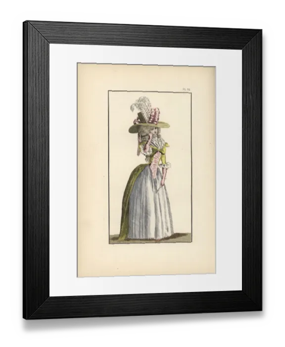 Framed Print : Woman in yellow taffeta demi-redingote, 1788 Framed Print : Woman in yellow taffeta demi-redingote, 1788