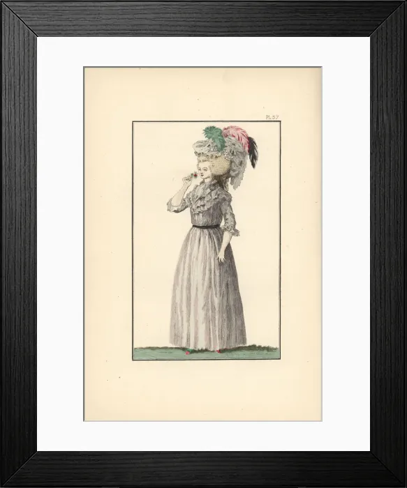 Framed Print : Woman in see-through muslin shirt dress, 1788 Framed Print : Woman in see-through muslin shirt dress, 1788