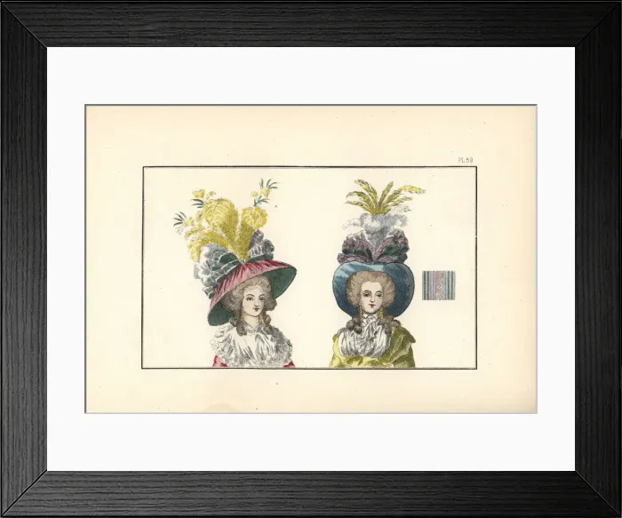 Framed Print : Women in fashionable hats of 1788 Framed Print : Women in fashionable hats of 1788