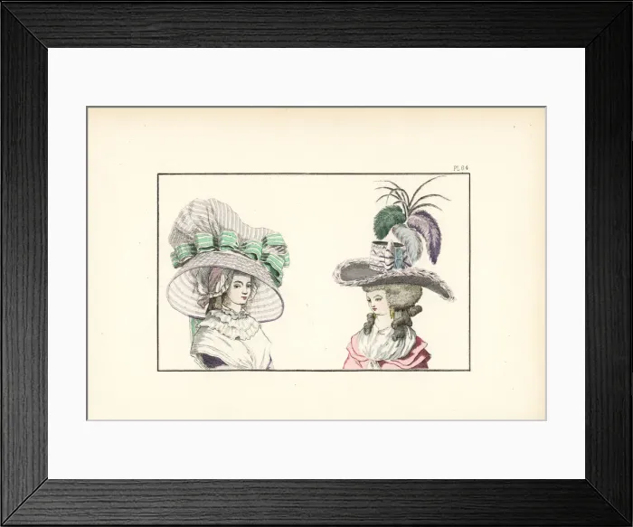 Framed Print : Fashionable hats of 1788 Framed Print : Fashionable hats of 1788