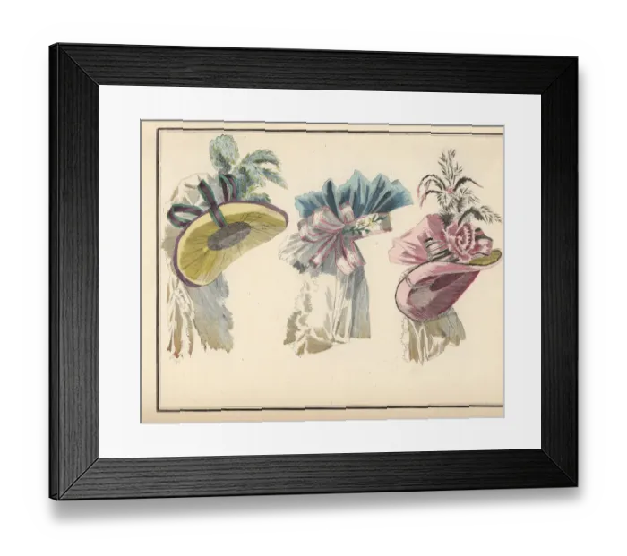 Framed Print : Fashionable hats of 1788 Framed Print : Fashionable hats of 1788