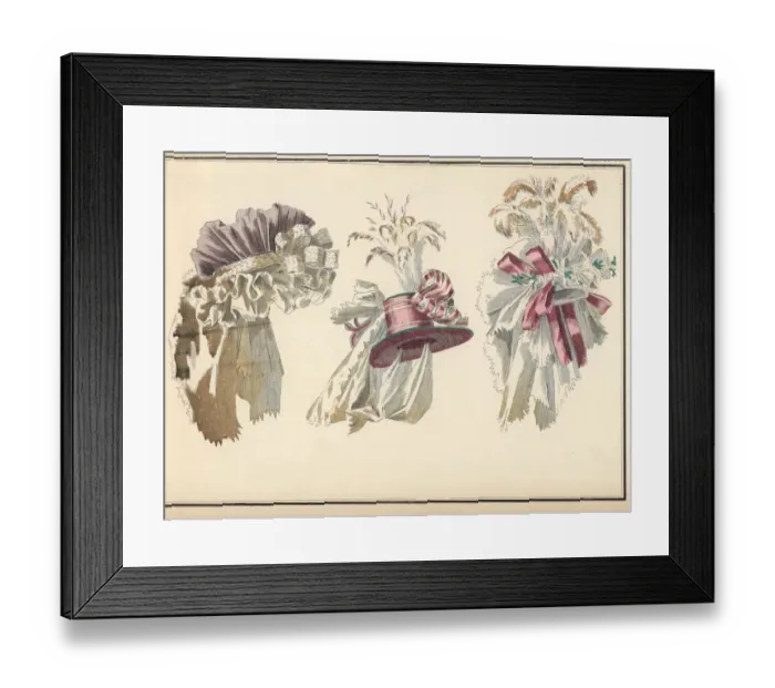 Framed Print : Fashionable hats of 1788 Framed Print : Fashionable hats of 1788