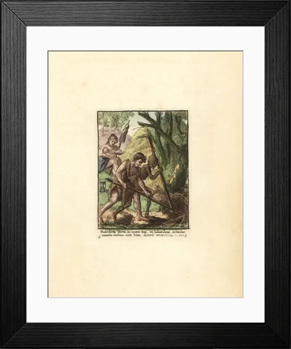 Framed Print : Adam and the skeleton of Death uprooting a tree Framed Print : Adam and the skeleton of Death uprooting a tree
