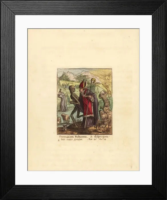 Framed Print : Skeleton of Death takes the arm of a Bishop Framed Print : Skeleton of Death takes the arm of a Bishop