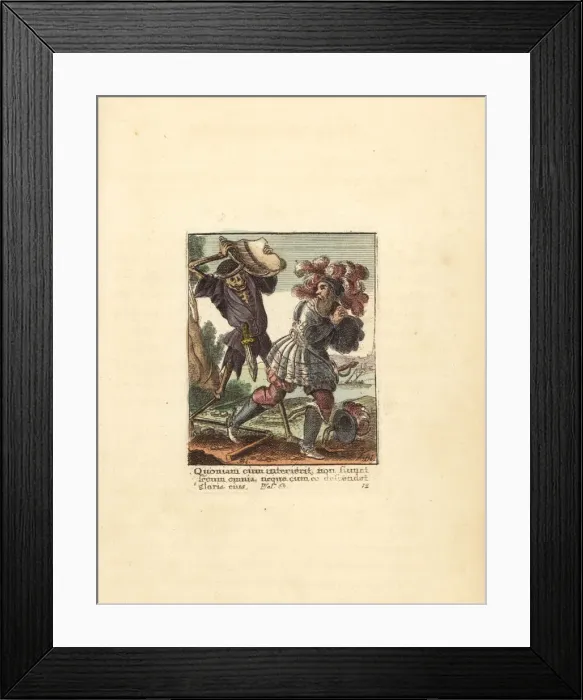 Framed Print : Skeleton of Death killing a Count with his own escutcheon Framed Print : Skeleton of Death killing a Count with his own escutcheon