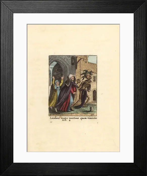 Framed Print : Skeleton of Death dragging away an Abbess Framed Print : Skeleton of Death dragging away an Abbess