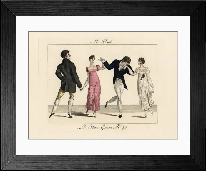 Framed Print : Couples dancing La Poule section of the quadrille Framed Print : Couples dancing La Poule section of the quadrille