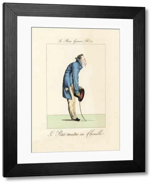 Framed Print : Young man in chenille yarn jacket Framed Print : Young man in chenille yarn jacket