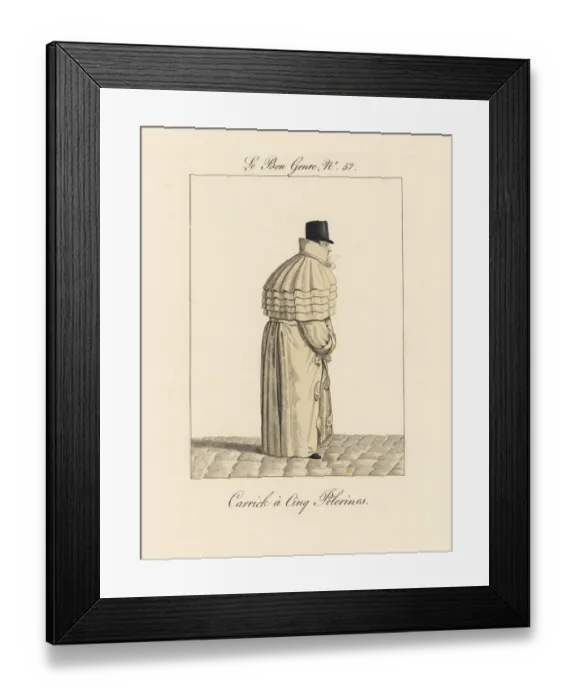 Framed Print : Man in long carrick coat with five pelerines or capes Framed Print : Man in long carrick coat with five pelerines or capes