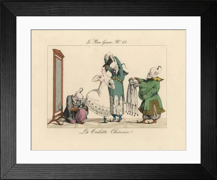 Framed Print : A Parisian woman getting dressed in the Chinese style Framed Print : A Parisian woman getting dressed in the Chinese style