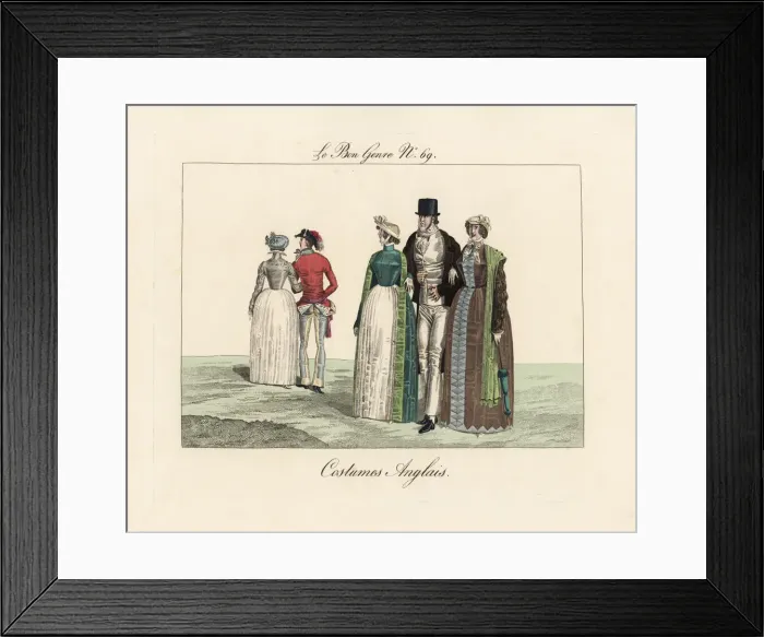 Framed Print : Caricature of English fashions in Paris, 1814 Framed Print : Caricature of English fashions in Paris, 1814